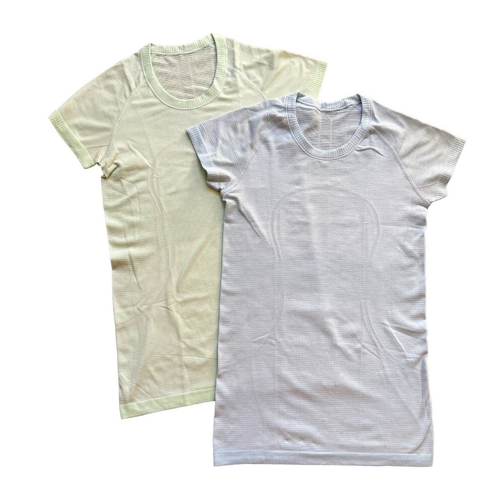 lululemon athletica Slim Crew Tees in Pale Green & Light Blue